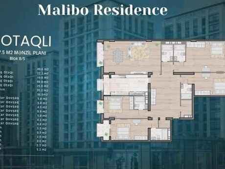 Продаётся 5-комнатная квартира в новостройке, ЖК Malibo Residence, 267 м², 810 000 AZN, фото 3 / 12