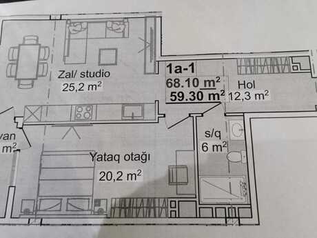 2-room new-build apartment for sale in Elmlər Akademiyası, 68,1 m², 184 000 AZN, photo 4 / 4
