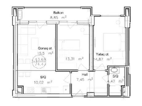 3-room new-build apartment for sale in Park Yasamal, 74 m², 220 000 AZN, photo 3 / 5