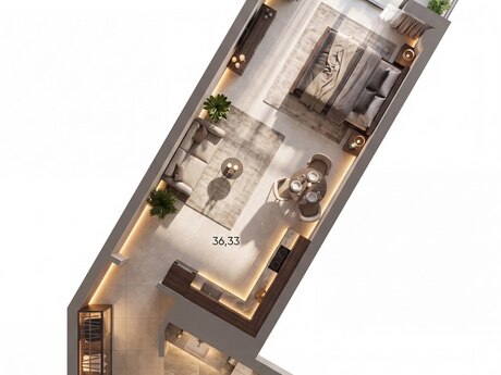 1-room apartment, 62,9 m², Digital Residence: 347 412 ₼ 2