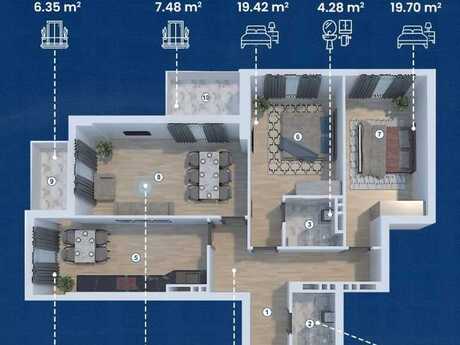 Продаётся 3-комнатная квартира в новостройке, Koroğlu, 129 м², 339 000 AZN, фото 2 / 7