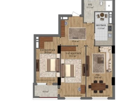 3-room new-build apartment for sale in Nəriman Nərimanov, 110 m², 245 000 AZN, photo 2 / 6