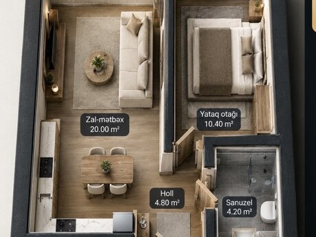 Продаётся 2-комнатная квартира в новостройке, Masazır, 42 м², 46 200 AZN, фото 5 / 5
