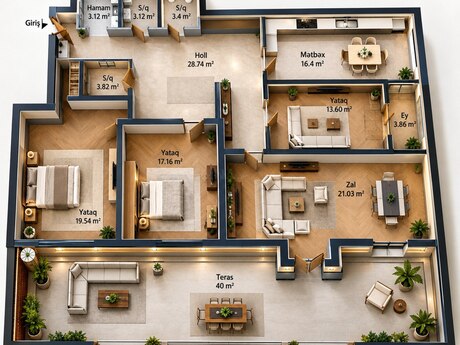 28 Mayda 4 otaqlı yeni tikili mənzil satılır, 134 m², 368 000 AZN, şəkil 2 / 12