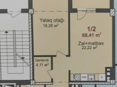 2-room new-build apartment for sale in Qara Qarayev, 68,4 m², 175 000 AZN, photo 2 / 6