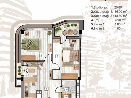 Bakıxanovda 3 otaqlı yeni tikili mənzil satılır, 66,1 m², 148 725 AZN, şəkil 2 / 5