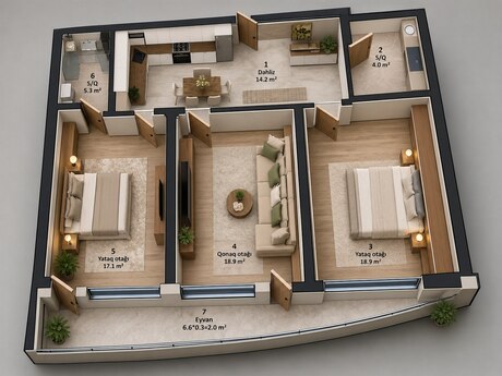 Elan №6539627 - Bakı, 20 Yanvar m., 2 otaqlı, 84 m², 11/16 mərtəbə
