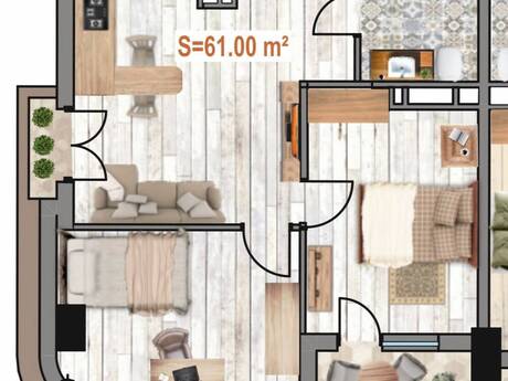 Bakıxanovda 2 otaqlı yeni tikili mənzil satılır, 61 m², 97 000 AZN, şəkil 4 / 4