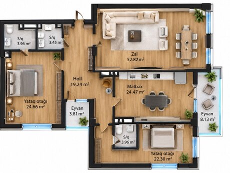 Elmlər Akademiyasında 5 otaqlı yeni tikili mənzil satılır, 167 m², 639 600 AZN, şəkil 2 / 7