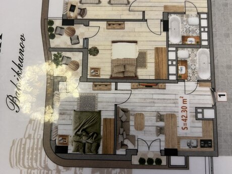 Bakıxanovda 2 otaqlı yeni tikili mənzil satılır, 45,3 m², 130 000 AZN, şəkil 3 / 7
