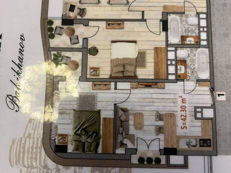 Bakıxanovda 1 otaqlı yeni tikili mənzil satılır, 42,3 m², 101 520 AZN, şəkil 3 / 6