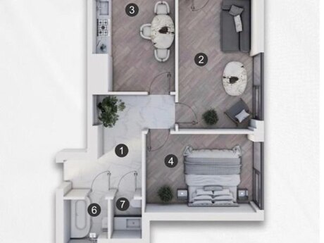 Marbel Residence kompleksində 2 otaqlı yeni tikili mənzil satılır, 77 m², 192 000 AZN, şəkil 4 / 4