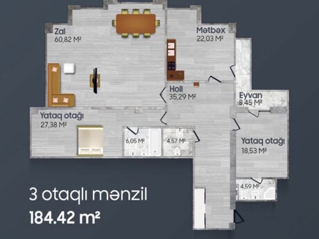 28 Mayda 3 otaqlı yeni tikili mənzil satılır, 185 m², 666 000 AZN, şəkil 2 / 8