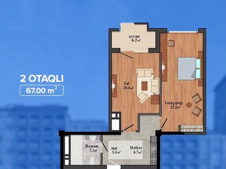 London Evləri kompleksində 2 otaqlı yeni tikili mənzil satılır, 70,5 m², 325 000 AZN, şəkil 3 / 12