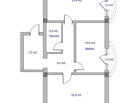 Badamdarda 2 otaqlı həyət evi kirayə verilir, 87,4 m², 1 150 AZN/ay, şəkil 2 / 12