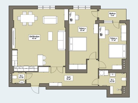 Nərimanovda 3 otaqlı yeni tikili mənzil satılır, 113 m², 318 000 AZN, şəkil 4 / 11