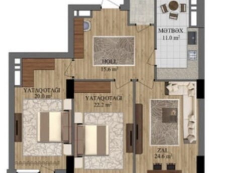Olympus 28 May kompleksində 3 otaqlı yeni tikili mənzil satılır, 110 m², 259 000 AZN, şəkil 4 / 10
