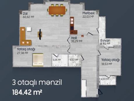 3-room new-build apartment for sale in 28 May, 185 m², 666 000 AZN, photo 4 / 5