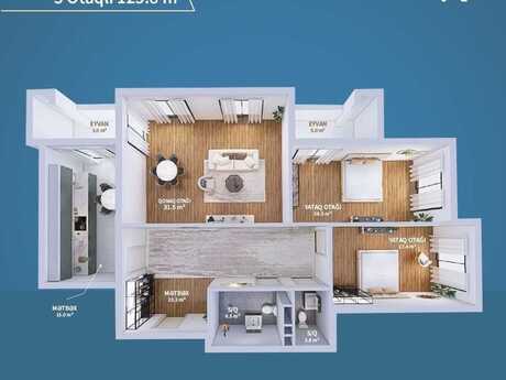 Nəriman Nərimanovda 3 otaqlı yeni tikili mənzil satılır, 126 m², 420 000 AZN, şəkil 3 / 5