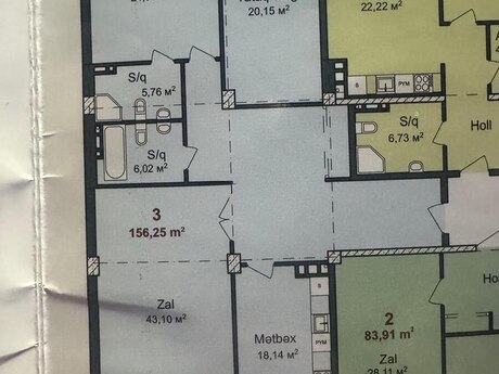 Qarayev City kompleksində 3 otaqlı yeni tikili mənzil satılır, 156 m², 296 400 AZN, şəkil 3 / 5
