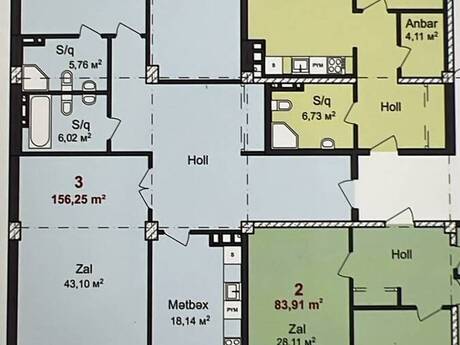 Qara Qarayevdə 3 otaqlı yeni tikili mənzil satılır, 156 m², 366 000 AZN, şəkil 3 / 5