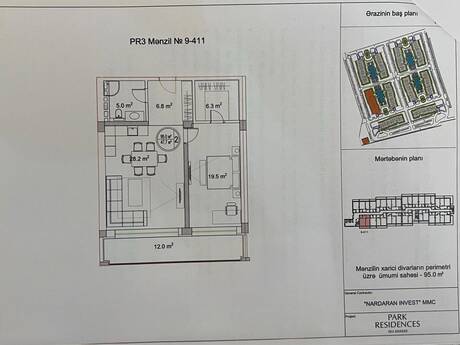 Park Residences 3 kompleksində 2 otaqlı yeni tikili mənzil satılır, 95 m², 230 000 AZN, şəkil 2 / 4