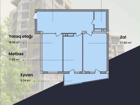3-room new-build apartment for sale in Gold Star Residence, 108 m², 378 000 AZN, photo 2 / 12