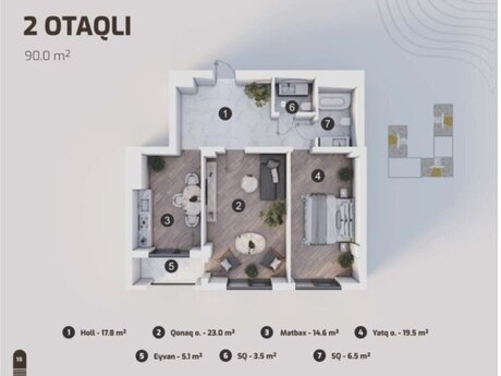 Marbel Residence kompleksində 2 otaqlı yeni tikili mənzil satılır, 90 m², 245 000 AZN, şəkil 4 / 5