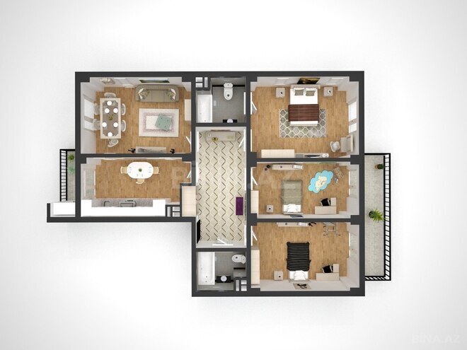 Bakı Ağ Şəhər - Majestic Palace yaşayış kompleksi, mənzilin planı - 4-otaqlı, 145 m²