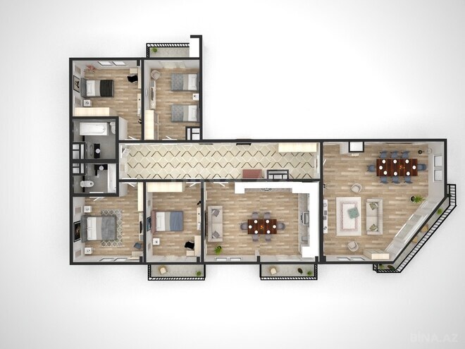 Bakı Ağ Şəhər - Majestic Palace yaşayış kompleksi, mənzilin planı - 5-otaqlı, 248 m²