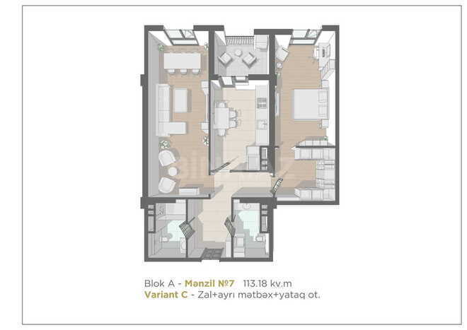 2 otaqlı yeni tikili - Nizami m. - 113.2 m² (11)