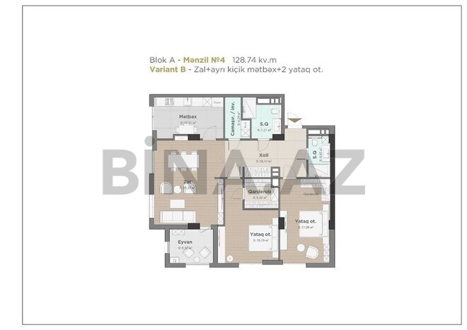 3 otaqlı yeni tikili - Nizami m. - 128.7 m² (5)