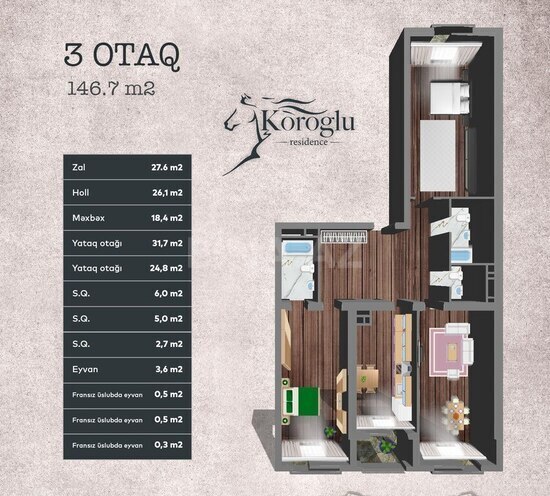 3-комн. новостройка - Насиминский  р. - 146.7 м² (4)