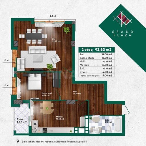 Продаётся 2-комн. новостройка 94.1 м², Насиминский  р., photo 4 from 15