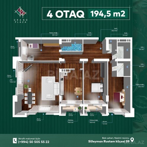 Satılır 4 otaqlı yeni tikili 196.9 m², Nəsimi r., photo 4 from 15