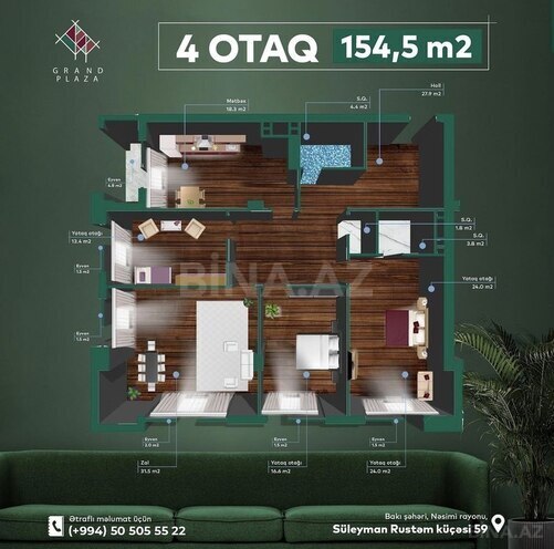 Satılır 4 otaqlı yeni tikili 154.5 m², Nəsimi r., photo 4 from 15