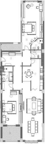 Boulevard Palace yaşayış kompleksi, mənzilin planı - 3-otaqlı, 208.7 m²