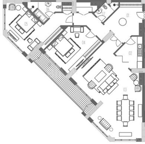 Boulevard Palace yaşayış kompleksi, mənzilin planı - 3-otaqlı, 188.8 m²