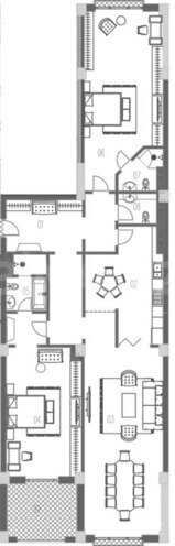 Boulevard Palace yaşayış kompleksi, mənzilin planı - 3-otaqlı, 208.8 m²