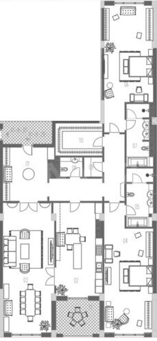 Boulevard Palace yaşayış kompleksi, mənzilin planı - 3-otaqlı, 279.7 m²