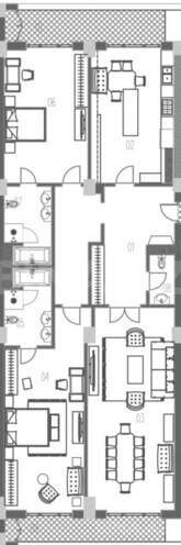 Boulevard Palace yaşayış kompleksi, mənzilin planı - 3-otaqlı, 208.5 m²