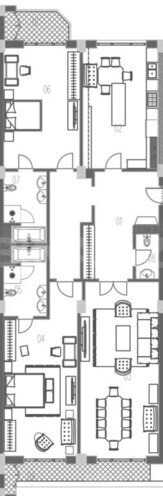 Boulevard Palace yaşayış kompleksi, mənzilin planı - 3-otaqlı, 196 m²