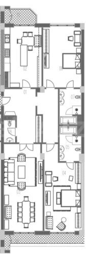 Boulevard Palace yaşayış kompleksi, mənzilin planı - 3-otaqlı, 196.7 m²