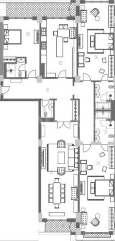 Boulevard Palace yaşayış kompleksi, mənzilin planı - 4-otaqlı, 252.8 m²