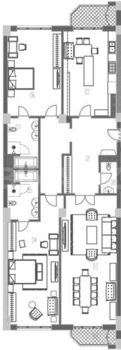 Boulevard Palace yaşayış kompleksi, mənzilin planı - 3-otaqlı, 192 m²
