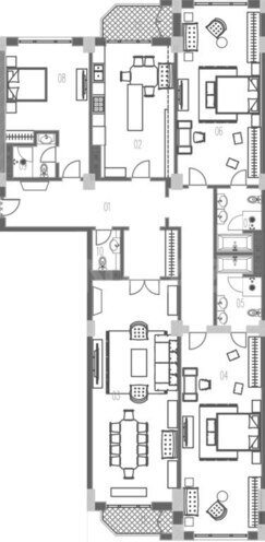 Boulevard Palace yaşayış kompleksi, mənzilin planı - 4-otaqlı, 240.1 m²