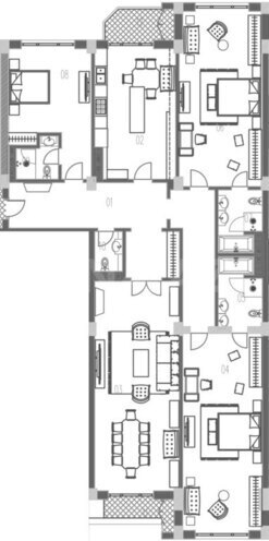 Boulevard Palace yaşayış kompleksi, mənzilin planı - 4-otaqlı, 240.3 m²