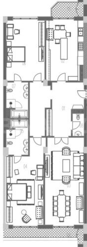 Boulevard Palace yaşayış kompleksi, mənzilin planı - 3-otaqlı, 196.6 m²
