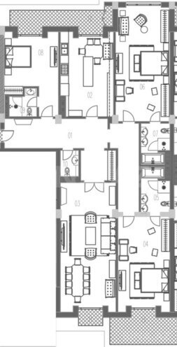 Boulevard Palace yaşayış kompleksi, mənzilin planı - 4-otaqlı, 246.6 m²