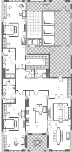 Boulevard Palace yaşayış kompleksi, mənzilin planı - 3-otaqlı, 274.9 m²